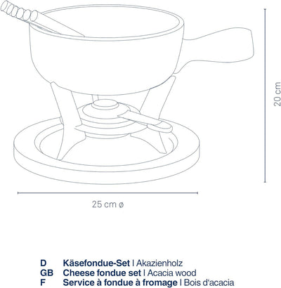 kela Käsefondue-Set Country Keramik schwarz 21cm 22cmØ, 22x22x21 cm