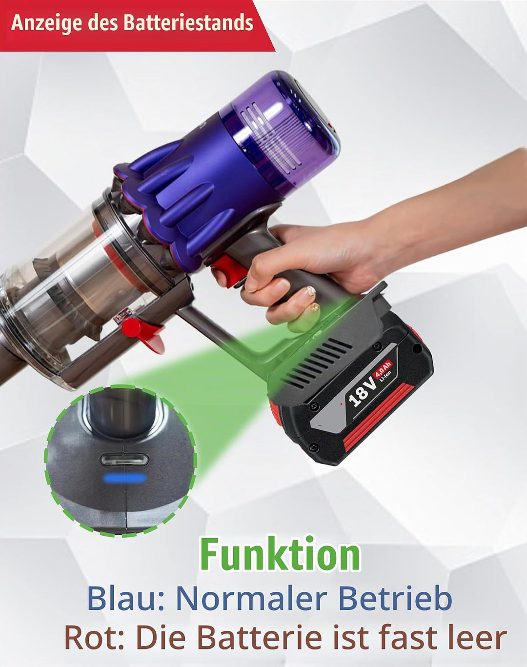 2-in-1 V7/8 Akku-Adapter für Bosch 18V Akku umwandeln für Dyson V7/8 Handstaubsauger Akku kompatibel