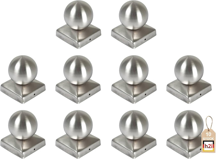 h2i Edelstahl Kugelkappen Pfostenkappen mit Kugel Grösse 101 x 101 mm, Abdeckung für Pfosten Kanthol