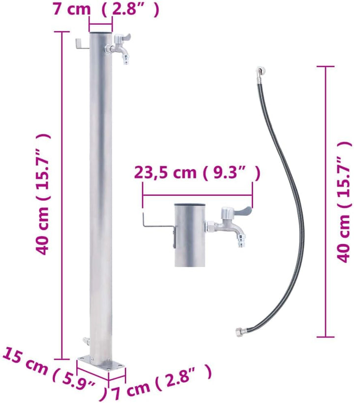 Tidyard Wassersäule Wasserzapfsäule Wasserzapfstelle Brunnen für den Garten 40 cm Edelstahl Rund 40