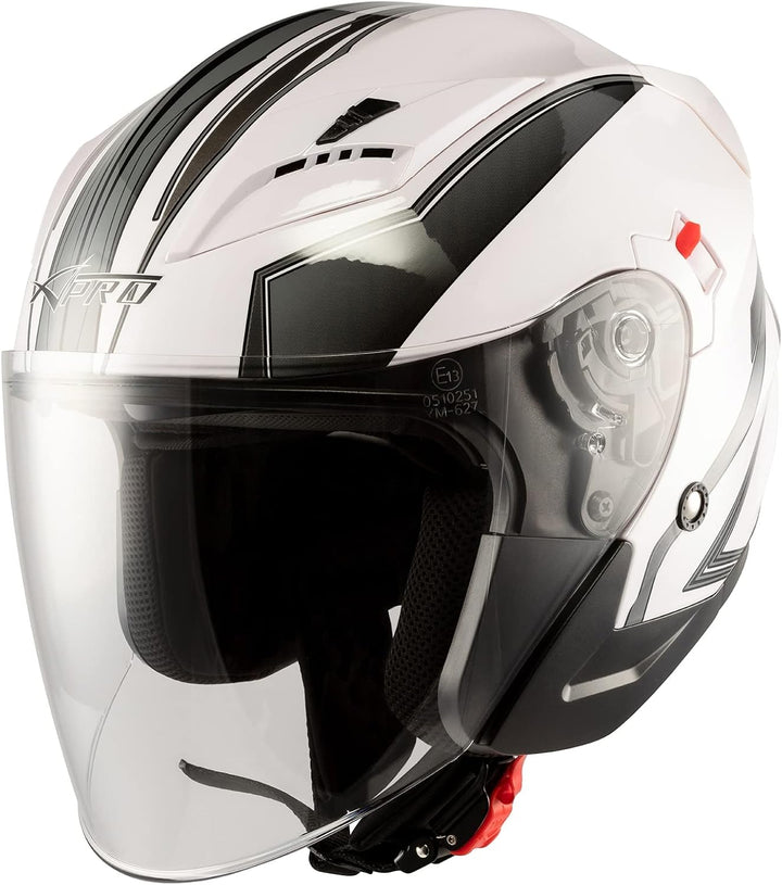 Motorradhelm Doppeltvisier City Jet Zertifikat ECE 22-06 Scooter Weiss Silber L 59-60 cm ( L) Weiss