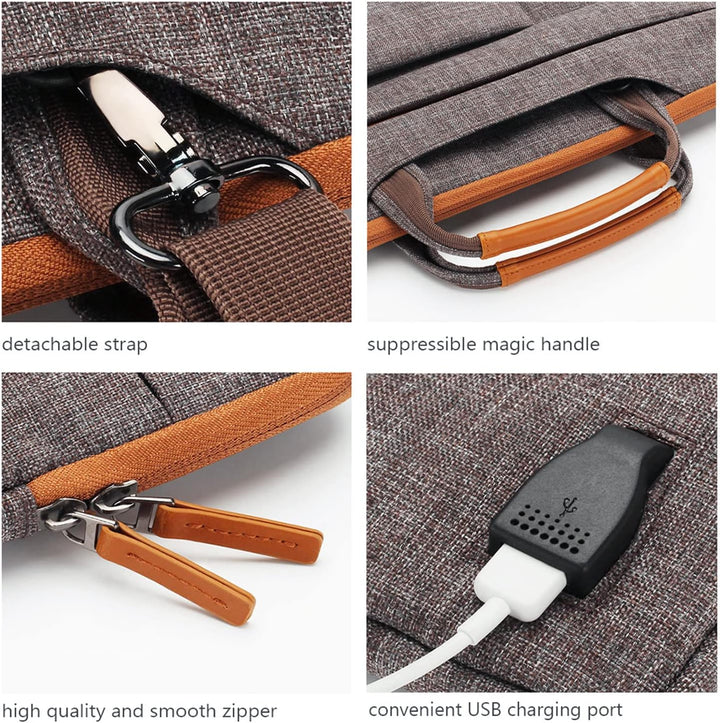 DOMISO 10,1-10,5 Zoll Wasserdicht Laptop Tasche Aktentasche Tragetasche Schultertasche mit USB Ladea