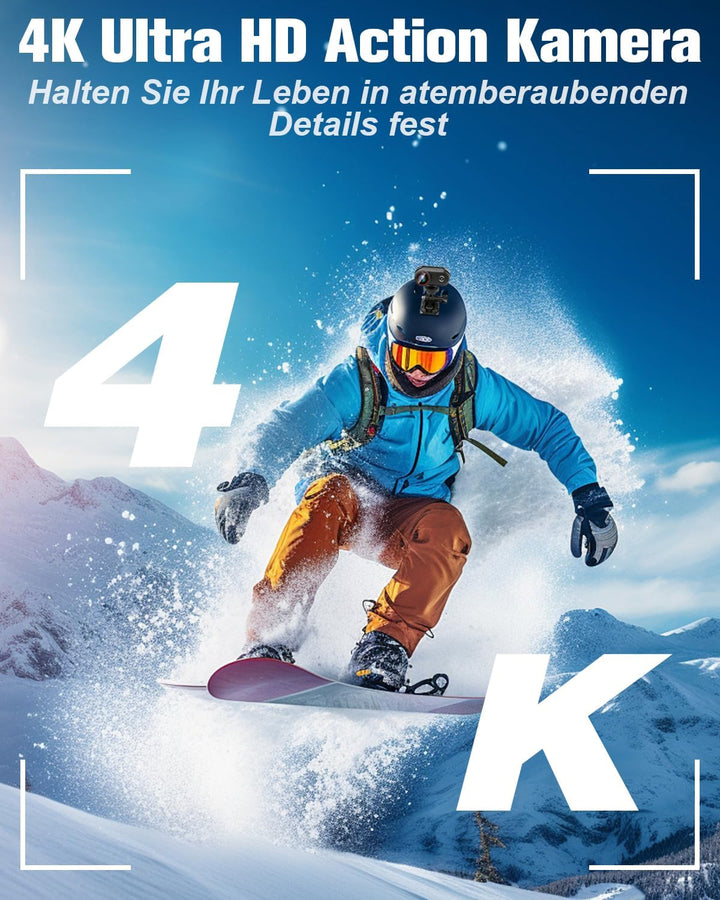 Action Cam 4k, WiFi Bodycam Mini Körperkamera Actionkamera 120° Weitwinkel, Helmkamera Motorrad 150