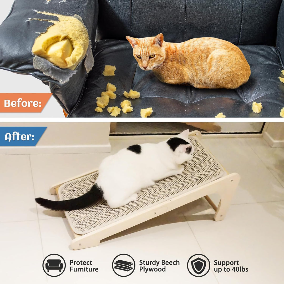 PETKARAY Kratzbrett Katze, 68 cm Hohe L-förmiger Sisal Kratzsäule, Dual-Use Kratzpads für Katzen, Ka