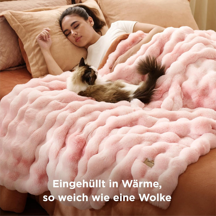BEDSURE Bubble Decke - Kuscheldecke Flauschig, Dicke und Warme Sofadecke Für Den Winter, Kunstfellde