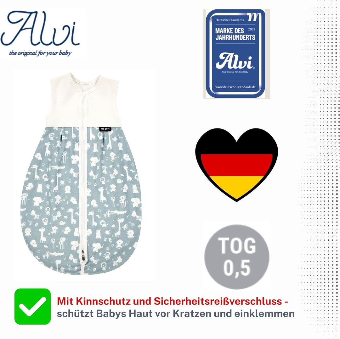 Alvi Schlafsack Baby Mäxchen light I leichter Babyschlafsack ärmellos I Sommerschlafsack Jungen und