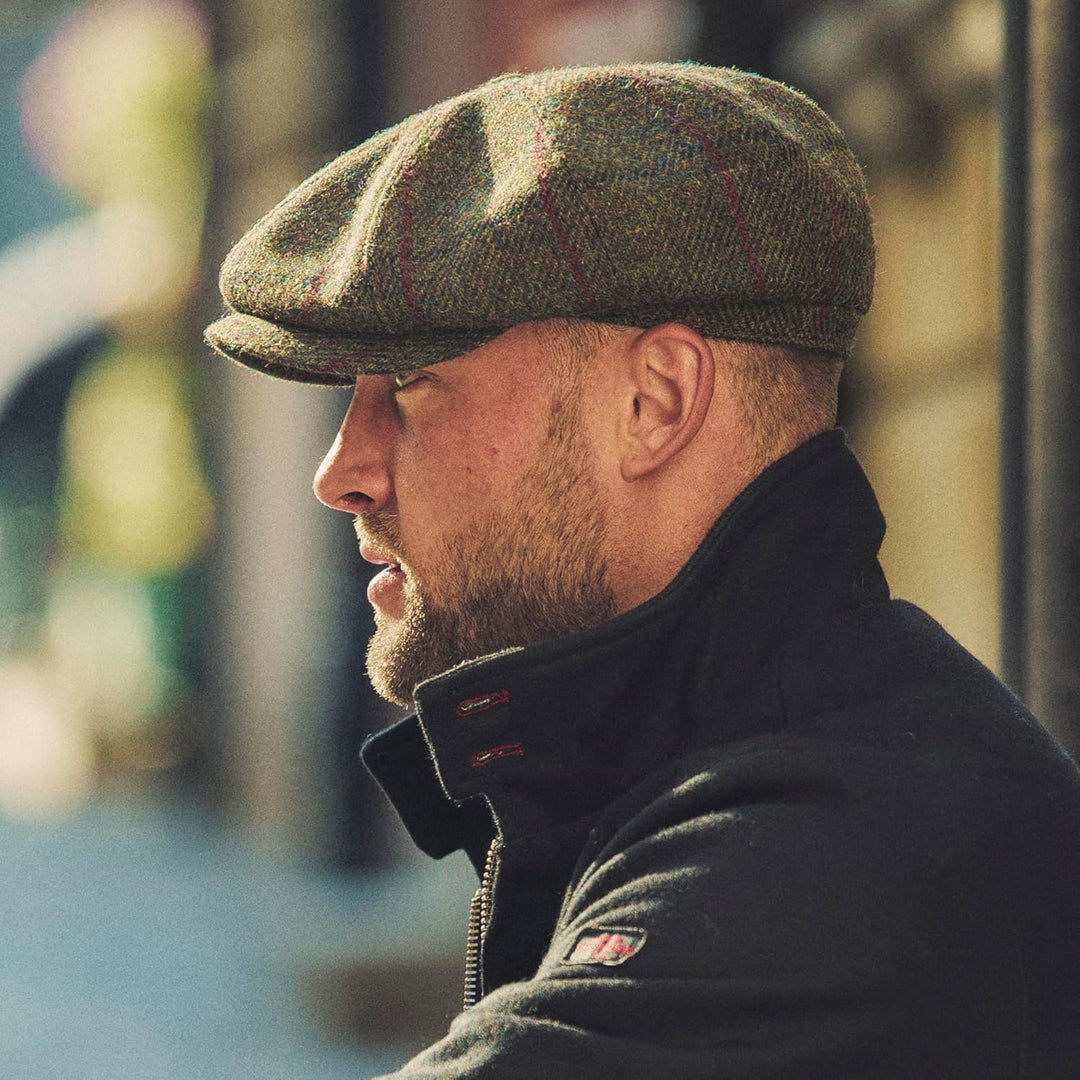 Sterkowski Shelby | 100% Harris Tweed Schiebermütze für Herren und Damen | Warm Elegant 8-Panel Zeit