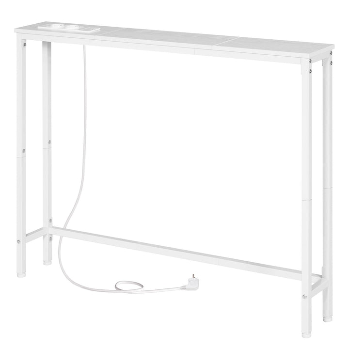 HOOBRO Konsolentisch mit Ladestation, 100 cm Schmaler Beistelltisch, Sofatisch, Eingangstisch, im Wo