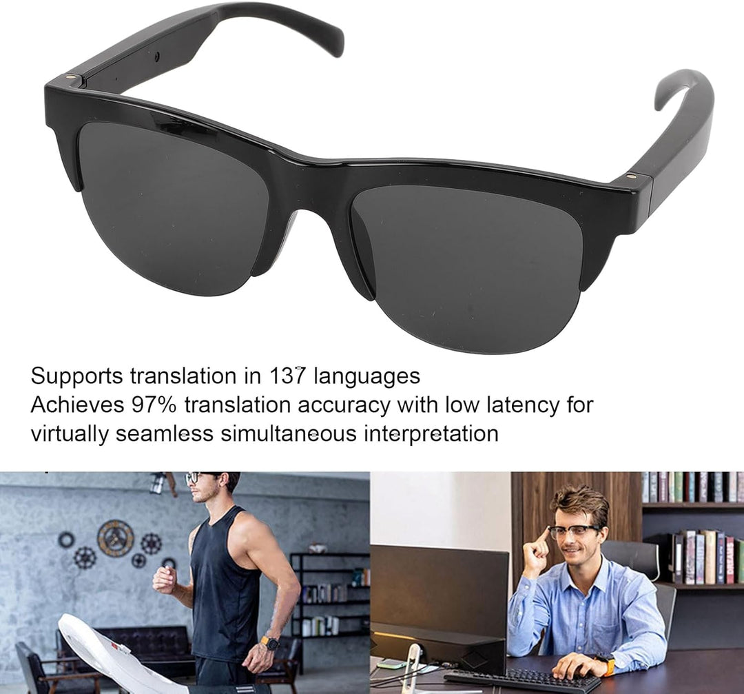 Topiky Übersetzer Smart Glasses, TR90 PC UV400 Drahtloses -Übersetzungsgerät mit Offener Richtung un