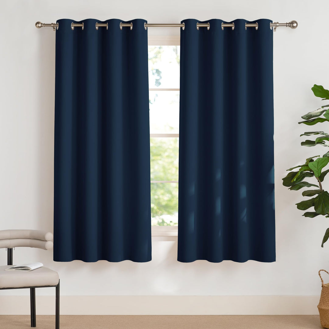 PONY DANCE Vorhang Blickdicht Kurz Ösen Gardienen 2-Set H 158 x B 132 cm Blickdichte Gardinen für Sc