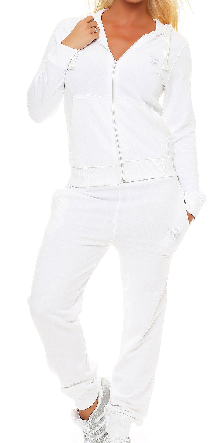 Damen Jogginganzug - Stilvoller Sportanzug & Trainingsanzug L weiss (white), L weiss (white)