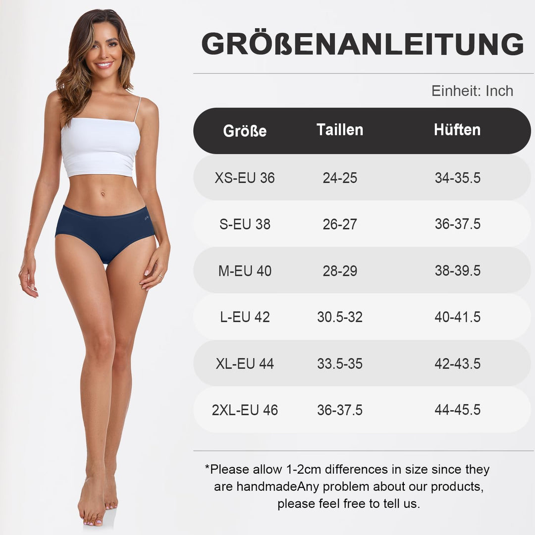 coskefy Unterhosen Damen, 6er Pack Slips Damen Baumwolle, Bequeme Frauen Unterwäsche, Atmungsaktiv P