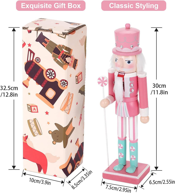 Nussknacker Figur,30CM Nussknacker Weihnachten Dekorationen,Massivholz Handwerk Deko Geschenkstücke,