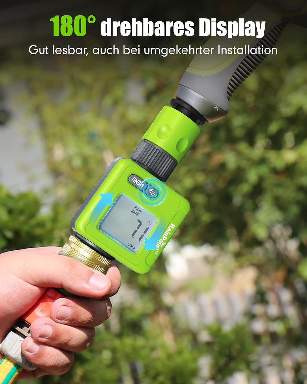 Rainpoint Smarter Bluetooth Wasserzähler mit Doppel-Messinganschlüssen, Wohnmobil Wassertank-Monitor