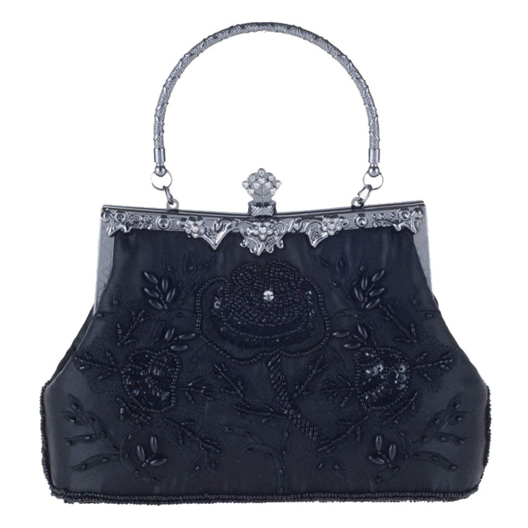 Damen Vintage Floral handgemachte Seed Bead Pailletten Clutch Geldbörse Hochzeit Abendtasche Party P