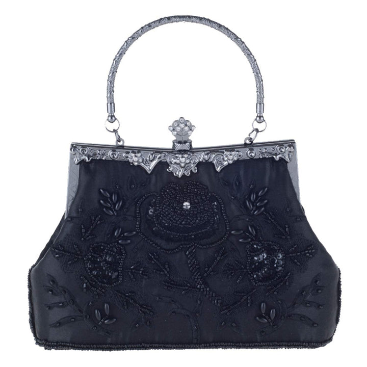 Damen Vintage Floral handgemachte Seed Bead Pailletten Clutch Geldbörse Hochzeit Abendtasche Party P