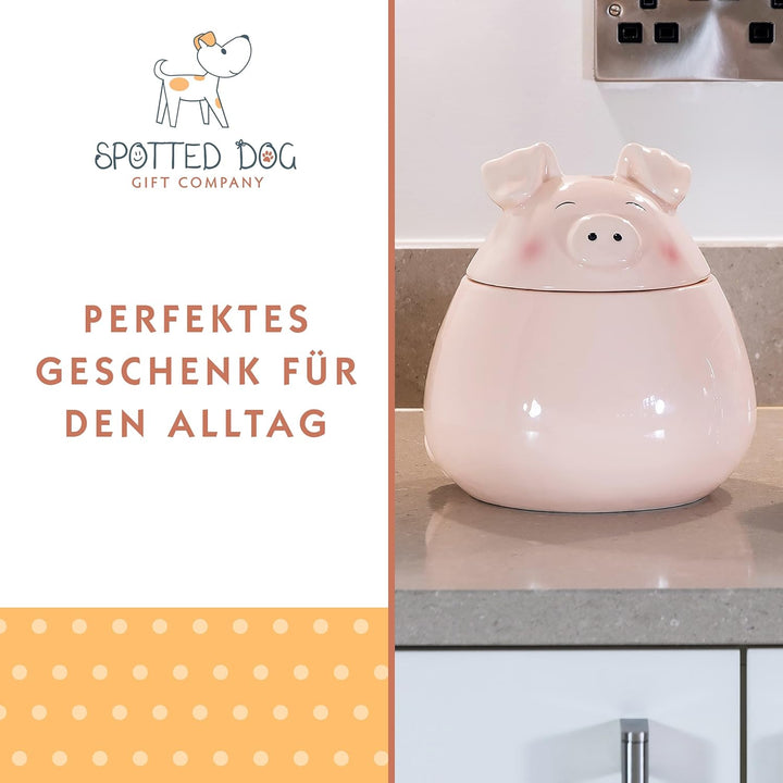 SPOTTED DOG GIFT COMPANY - Keksdose Keramik, Vorratsdose 1.6L mit Deckel, Schwein Küche Deko und Ges