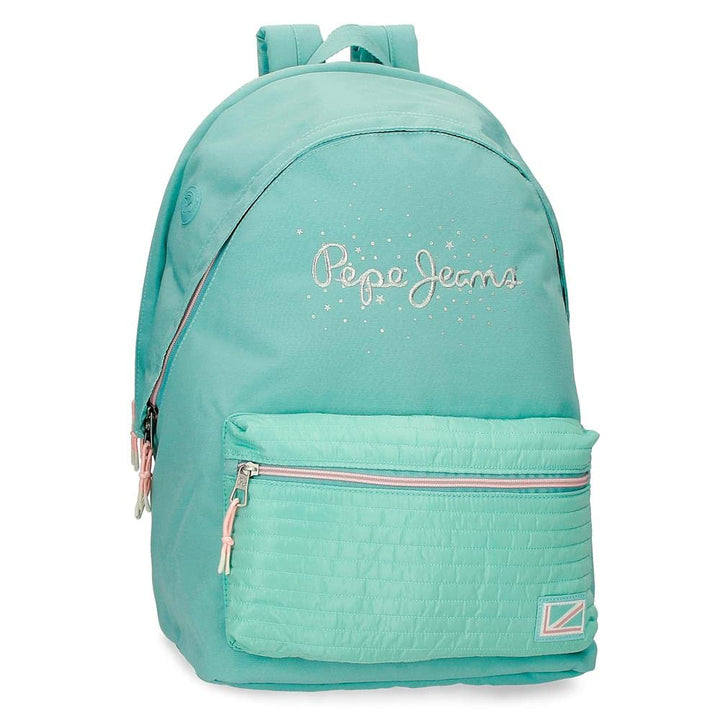 Pepe Jeans Jane Rucksack für Laptop, Doppelfach, 15,6 Zoll, Blau, 31 x 44 x 17,5 cm, Polyester, 20,4
