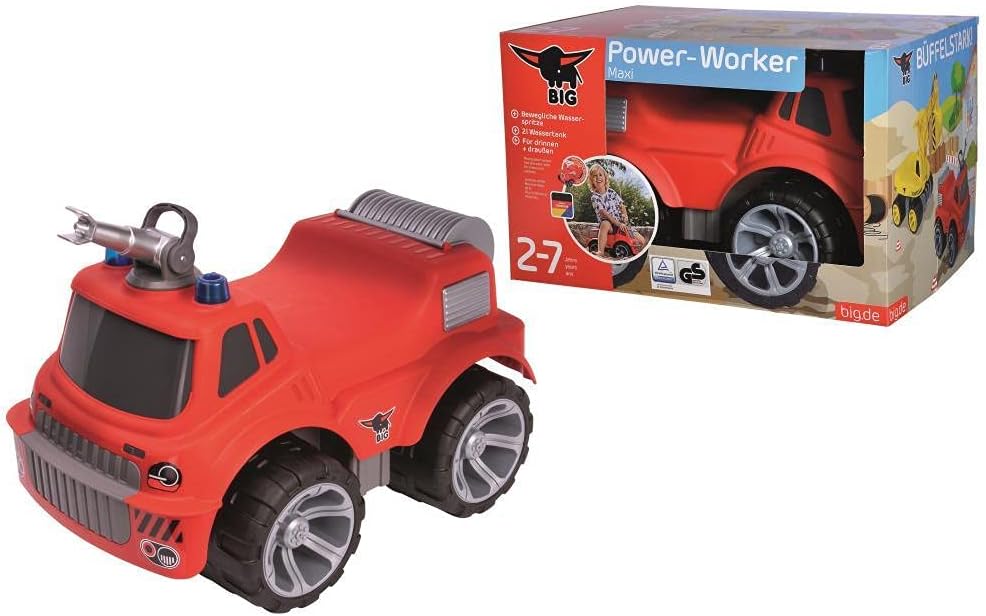 BIG - Power-Worker Maxi Firetruck - grosses Spielzeug Auto mit Wasserspritze, Reifen aus Softmateria
