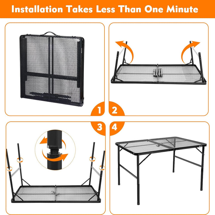 E EASTSTORM Campingtisch Klappbar 120×60cm，Gartentisch，Grilltisch mit Metallgitterplatte，Leicht und