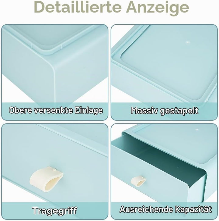 4 PCS Stapelbare Schreibtisch Schubladenbox, Kunststoff Ablagefächer Stapelbar mit 4 Schublade, Schr