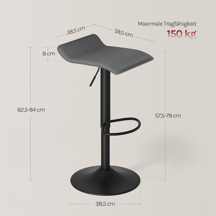 WOLTU Barhocker 4er Set, Höhenverstellbarer Barstuhl, 360° drehbarer Bistrohocker mit Fussstütze, au