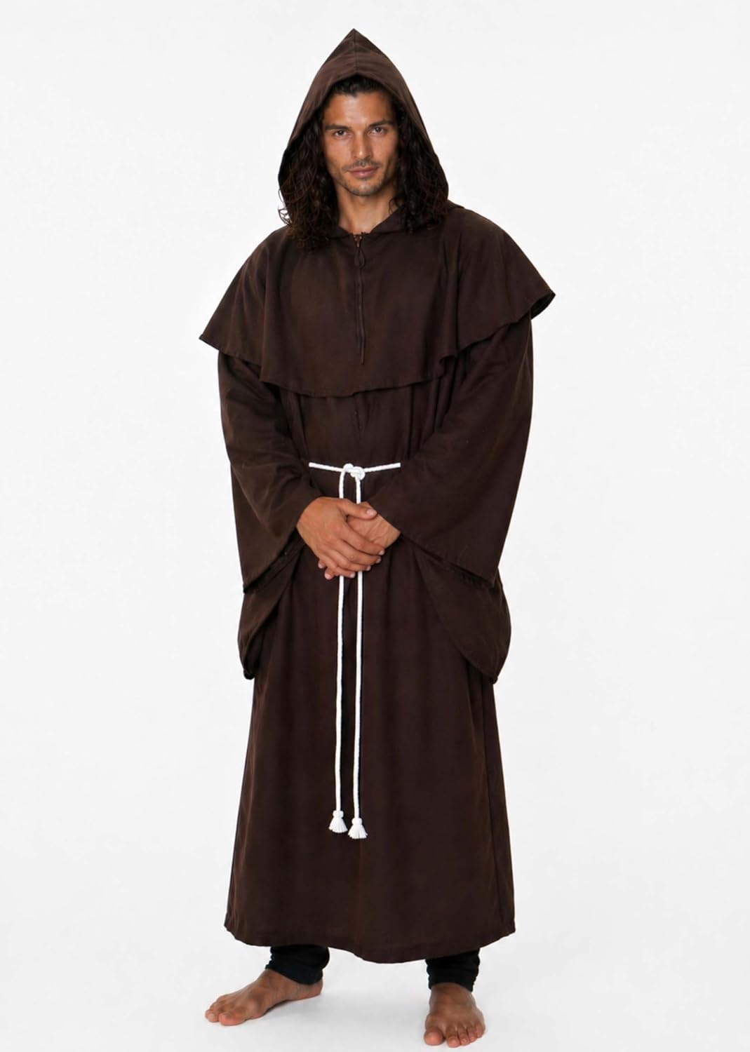 MAYLYNN 14109 - Kostüm Mönch Herren Mönchskutte Mittelalter 3-teilig braun, Grösse:M/L M-L Braun, M-