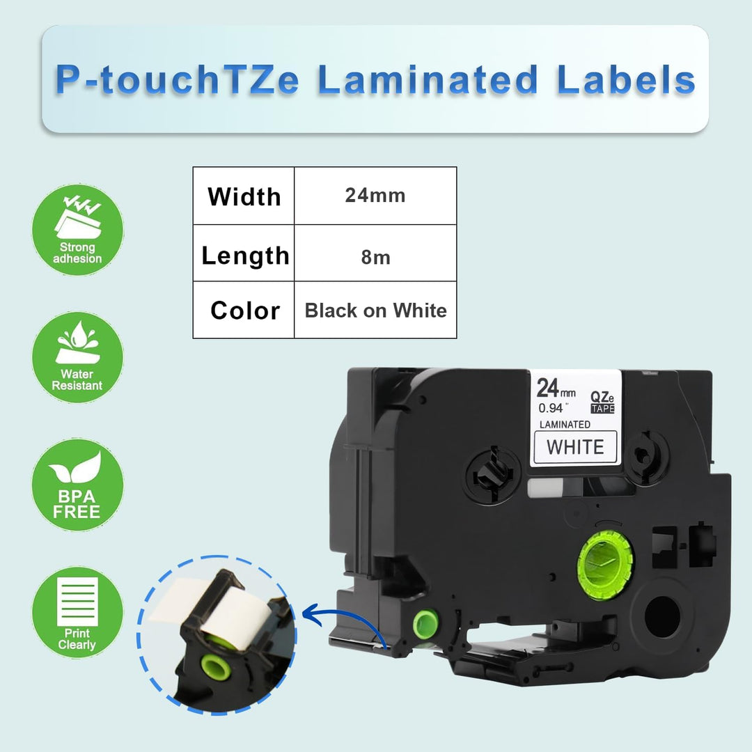 Molabel 10pack TZe-251 Black on white compatible with Brother equipment tape for Applicable model: B
