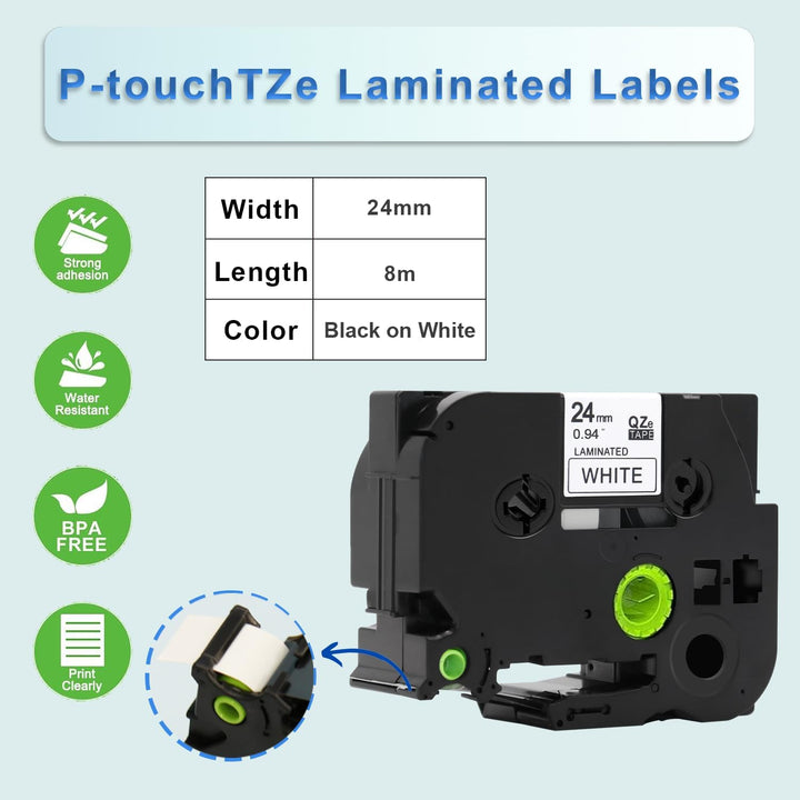 Molabel 10pack TZe-251 Black on white compatible with Brother equipment tape for Applicable model: B