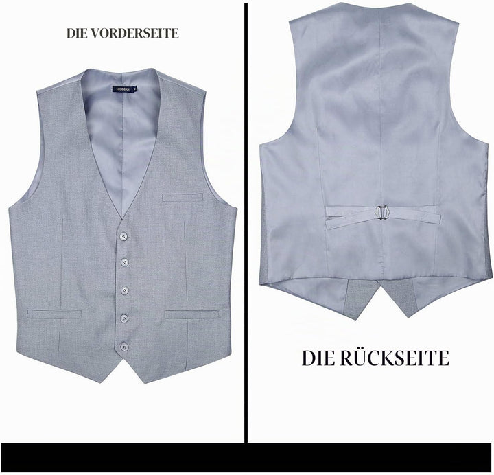 HISDERN Herren Formale Hochzeit Party Weste Baumwolle Einfarbig Weste S Hellgrau, S Hellgrau