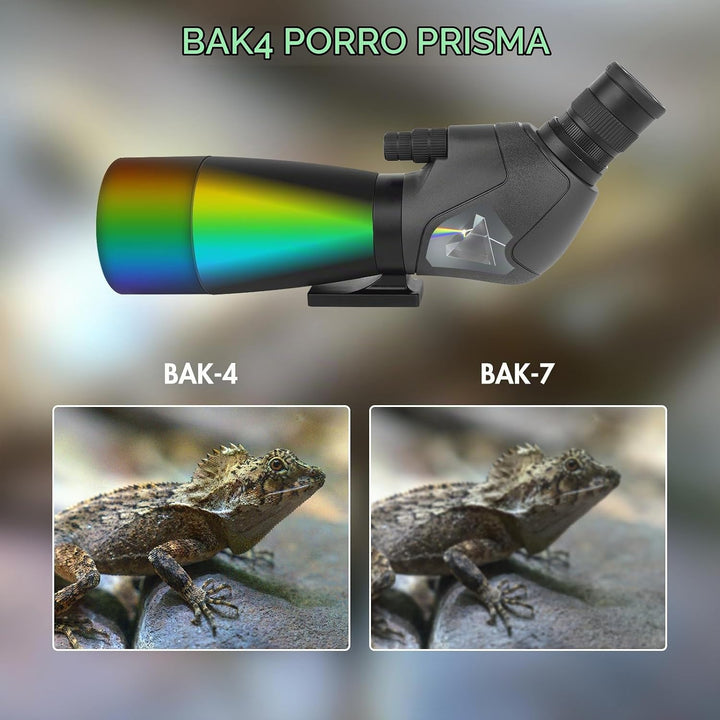 25-75X70 Spektiv für Zielschiessen - HD Spektiv mit Stativ Tragetasche &amp; Smartphone Halterung - BAK4