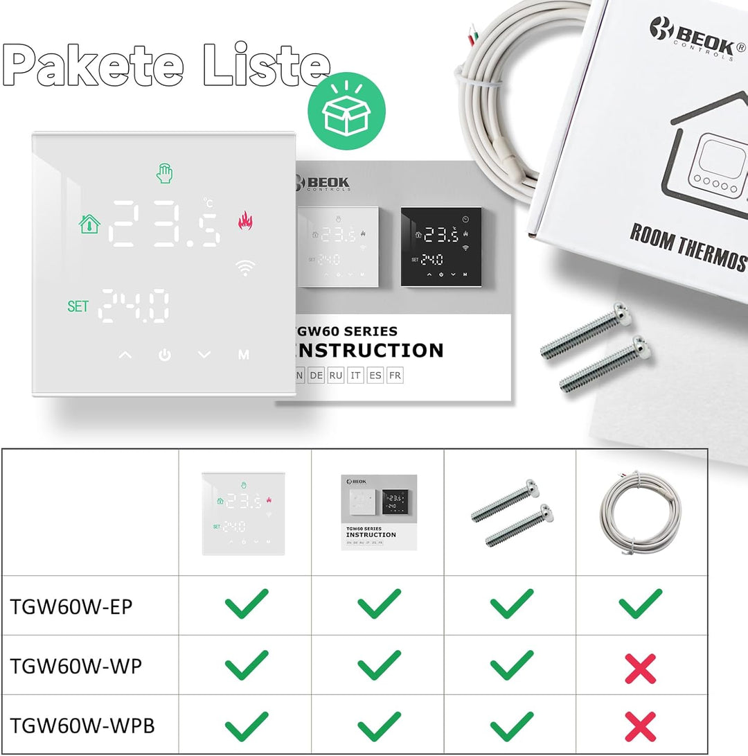 Beok Tuya Raumthermostat Fussbodenheizung, Thermostat Fussbodenheizung Elektrische Smart WiFi Heizun