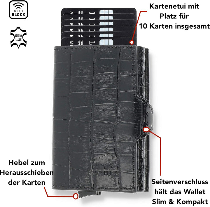 Solo Pelle Kartenetui | Kreditkartenetui | Leder Geldbörse Slim Wallet Portmonee | Geldbeutel mit RF