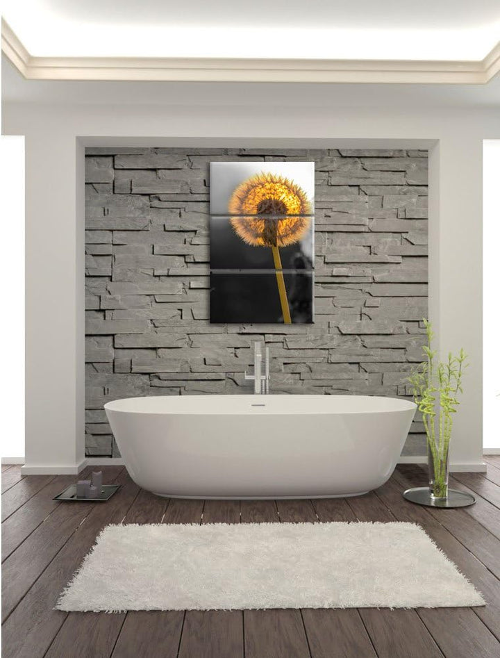 Pixxprint schöne Pusteblumen beim Sonnenuntergang schwarz/weiss 3-Teiler Leinwandbild 120x80 Bild au