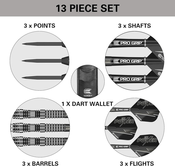 Target Darts Phil Taylor Power 8-Zero Schwarz 80% Wolfram Steeldarts-Set Schwarz P8Z4 25G Single, Sc