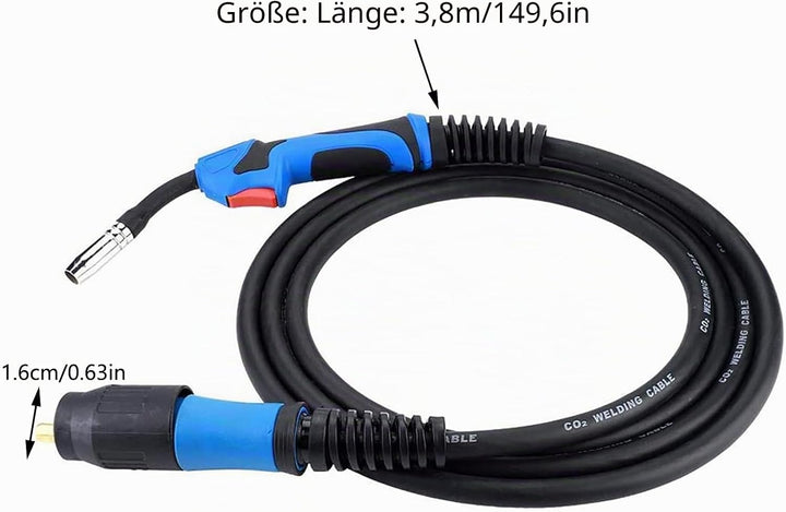 Schweissbrenner MB15AK mit 4 Meter Schlauchpaket Schutzgas CO2 Welding Torch Gun Hals für MIG/MAG Sc
