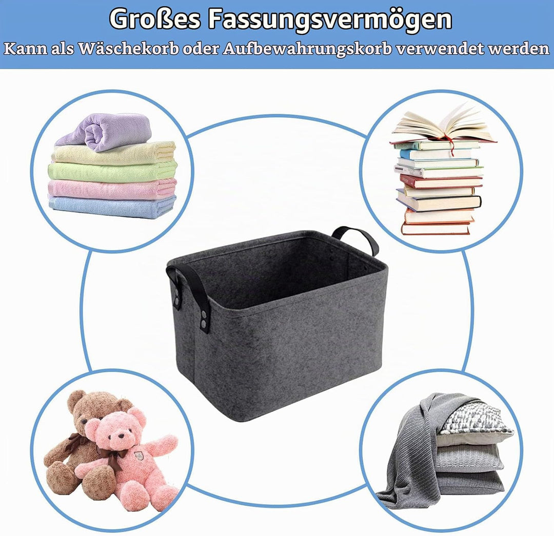 LITLANDSTAR felt storage basket, faltbar filz aufbewahrungsbox für Regal,Wäsche,Schrank,Spielzeug od