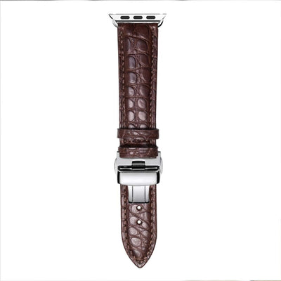 MUENShop Krokodilleder Armband Kompatibel mit Apple Watch 42mm/44mm Original Alligator Leder Ersatzb