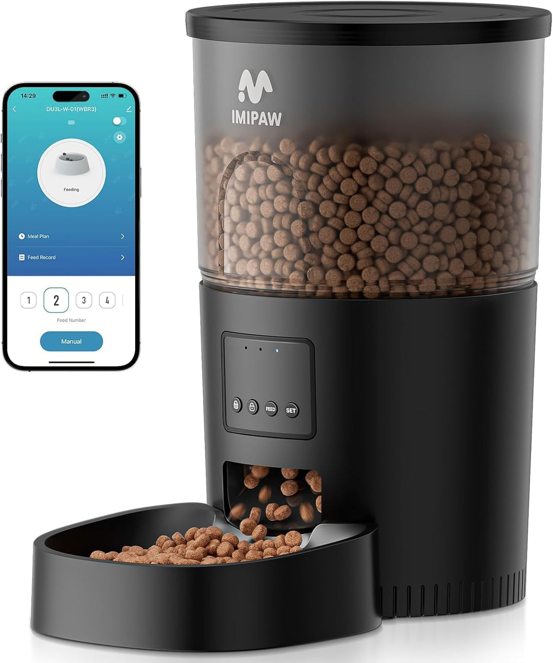 IMIPAW Futterautomat Katze, 5G | 2.4G WiFi Katzenfutter Automat, APP-Steuerung Futterspender für Kat