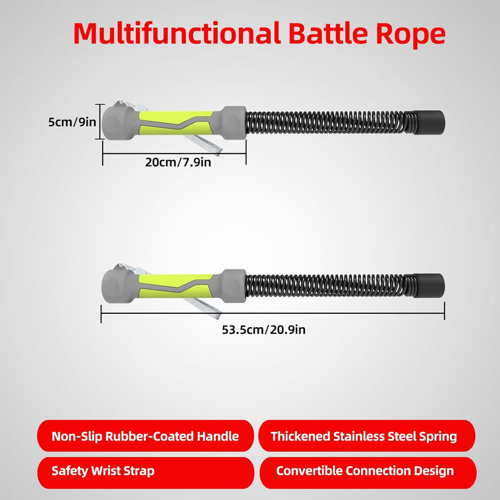 3-in-1 Seilfreie Kampfseile 2pcs, Battle Ropes mit Gummibeschichtetem Rutschfester Griff, Verdicktem