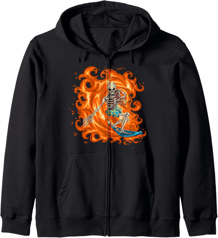 Surfer Flammen / Skelett Surfer Kapuzenjacke