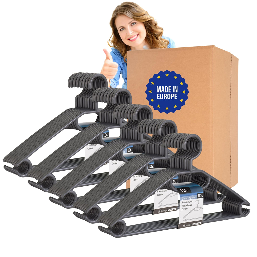 50 Kleiderbügel mit 360 Grad drehbaren Haken recycelter Kunststoff Bügel rutschfest, platzsparend, M