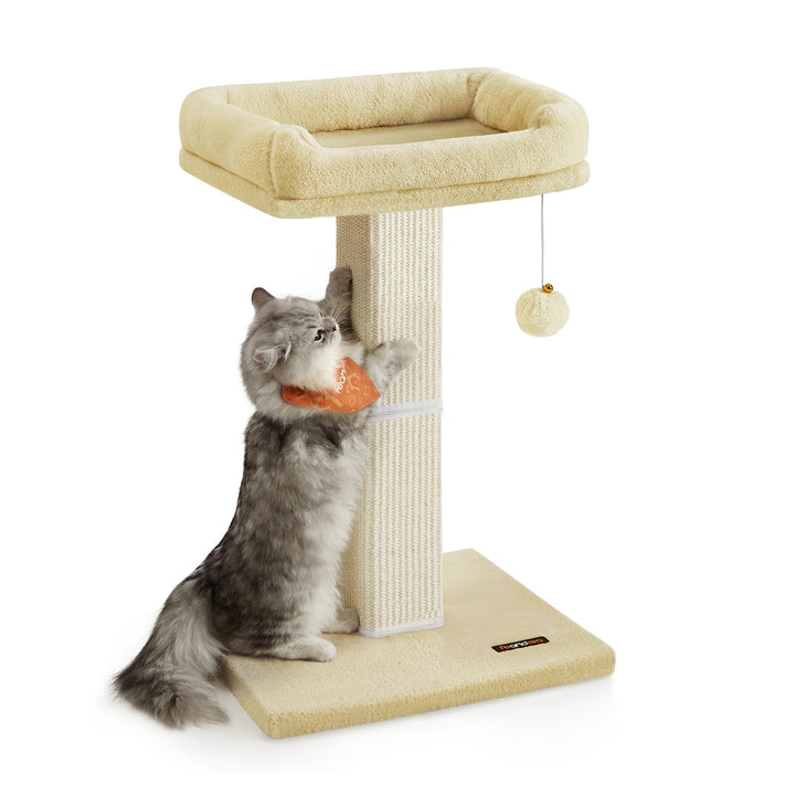 Feandrea Kratzbaum, Katzenbaum mit 40 x 30 cm Plattform aus Plüsch, Kratzstamm, Katzenkratzbaum, 71