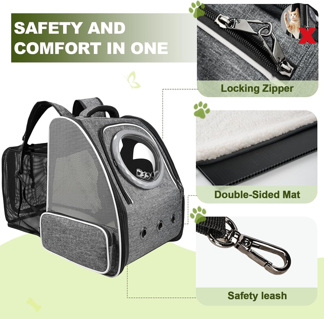 PENCCOR Erweiterbar Katzenrucksack Hunderucksack Haustierrucksack belüftet mit Sicherheitsleine & Ra