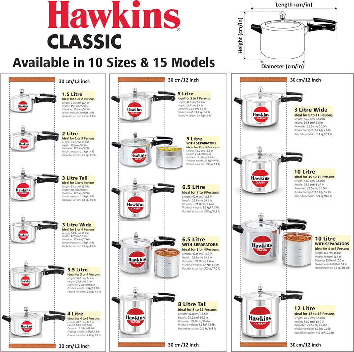HAWKINS Classic CL40 Schnellkochtopf aus Aluminium, 4 l, klein, silberfarben 4-Liter Silber, 4-Liter