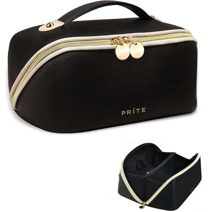 Prite Grosse Kapazität Kosmetiktasche Tragbare Reise Make Up Tasche wasserdichte PU-Leder Schminktas