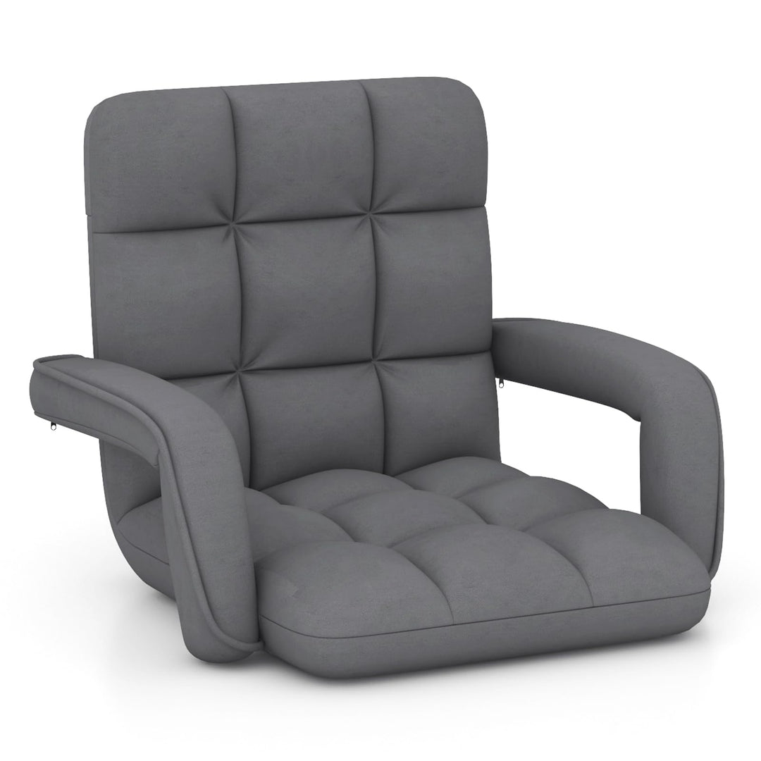 GOPLUS Bodenstuhl, gepolstertes Bodensofa mit Armlehnen &amp; 6-Fach Verstellbarer Rückenlehne, Bodenses