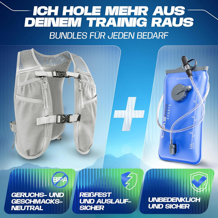 SASMO® Laufweste Damen & Herren 5L / 2L | Running Vest - Ultraleicht & atmungsaktiv| Laufrucksack Da