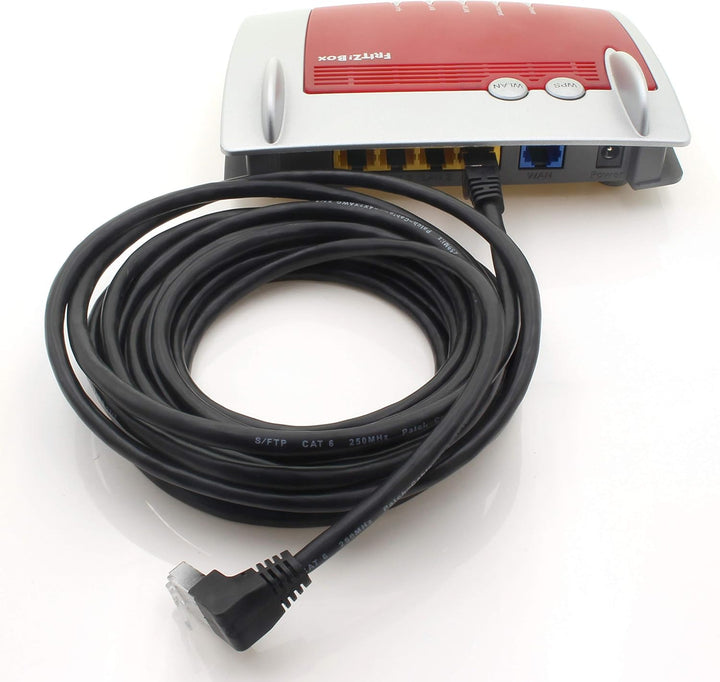 1aTTack.de 366256 Cat.6 Netzwerkkabel Winkel 90 Grad 7,5m - schwarz - 5 Stück - Cat6 Patchkabel (SFT