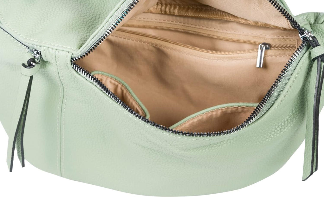 styleBREAKER Damen Halbmond Crossbody Schultertaschen Set 3-Teilig, Schultergurt mit Muster, Schlüss